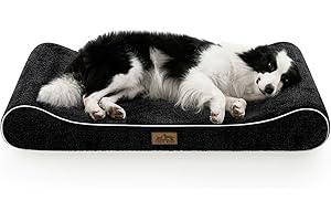 COZY KISS Panier-Canapé Orthopédique pour Chiens Lavable pour Grands Chiens, 114x76x15 cm, avec Housse Amovible & Bord Surélevé - Canapé pour Chien Résistant à la Mâchonnement et Imperméable, Noir