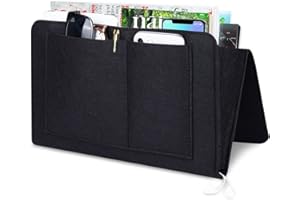 Meinraum Betttasche Filz Bett Organizer Anti-Rutsch Betttaschen Nachttisch Tasche Caddy Bettablage Hängeaufbewahrung für Handy, Fernbedienung, Brille, iPad, Buch (Negro)