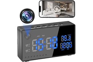 Jiyibidi Hidden Camera Clock HD 1080P Alarm Clock WiFi Spy Camera Security Cam with Motion Detection/Night Vision/120°Wide Angle,Wireless Nanny Cam for Home/Office Surveillance