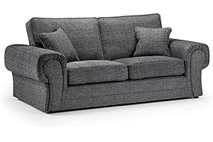 Honeypot Sofa - Wilcot 3 Seater Sofa for Living Room - Soft Grey Fabric Upholdered Couch | Setup Included | Made in EU | Built to Last (3 Seater Sofa)