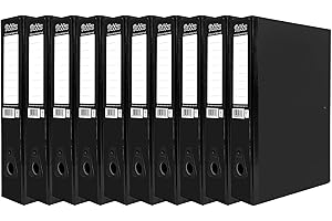 ED 10 x Pukka Foolscap A4 Glossy Box Files with Document Clip & Push Lock School Work Office 70mm Spine File Organiser (Black)