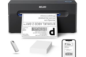 ‎NELKO Nelko Bluetooth DHL Etikettendrucker, Labeldrucker 4x6 Versandetiketten Drucker Bluetooth Thermal Printer für Shopify Zalando Ebay Amazon UPS, unterstützt Android/iOS und Windows/Mac/Chrome, Black