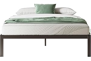 Novilla 30.5 cm Metal King Size Bed Frame, 5FT Platform Bed Frame With Noise-cancelling Design, Engineered Wood Slat Support, Solid Support Leg, Easy Assembly, Underbed Storage Space, 150x200cm, Black