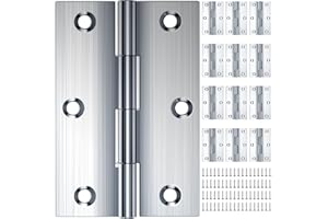 12 Stück Scharniere Klappbar 68 × 38mm, HOLMOL Scharniere Edelstahl Aussen, Faltbar Silber Edelstahl Scharnier, Scharnier mit 72 Stück Schrauben, Türscharniere für Holztüren, Fenster