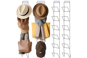 Jcocylse 12er-Set Kappenhalter mit 2 Haken – Cap Halterung Wand für Baseballcaps, Schals & Perücken – Multifunktional für Tür, Schrank & Wand – Cap Organizer zur platzsparenden Aufbewahrung (Schwarz)