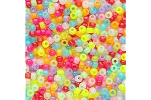 Tibaoffy Crafts Multicolor Night Glow Mix Perles 6x9mm, Pony Beads Total Environ 1000pcs