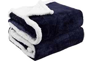 PFIMIGH Manta Impermeable para Perros, con 3 Capas de Franela y Sherpa, Tiro para Mascotas Reversible, Protector para Cama, Sofá y Sofá, Azul Marino, 152x203 cm