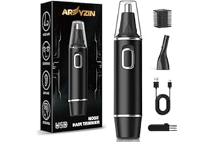 AREYZIN Nose Hair Trimmer for Men Painless Noses Trimmer Rechargeable Nasal Hair Trimmers for Ear and Eyebrow Facial,Nose Hair Trimmer with IPX7 Waterproof,Dual Edge Blades for Easy Cleansing,Black