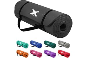 Xn8 Sports Yoga mat 10mm & 15mm Thick NBR Exercise Mat - Non-Tearable Pilates Mat with Extra Carry Strap - Yoga Mats for Women Men for Aerobics Lunges Planks Indoor & Outdoor 183Lx61Wx1.5 & 1Th
