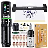 Dragonhawk L3 Tattoo Kit, Wireless Tattoo Machine with 2.4-4.2mm Travel and 2000mAh Battery, Stencil Printer, 20 Needles Cart