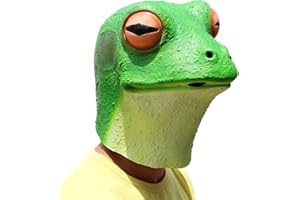 PARTYHOP PartyCostume - Máscara de rana - Disfraz de Halloween de látex de cabeza completa de látex para adultos y niños