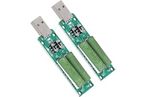 Eujgoov USB Load Tester Power Bank Discharge Resistor 5 V 1 A / 2 A / 3 A Switchable Load Resistor Discharge Ageing Resistance Electronic Load Detector Pack of 2
