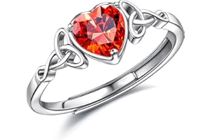 JeweBella Anelli Donna Argento 925 Regolabili Anello Cuore Pietra di Nascita Anello Fidanzamento Anello Fedine Nuziali Anelli Matrimonio Anelli Promessa Regalo di Anniversario con Confezione Regalo
