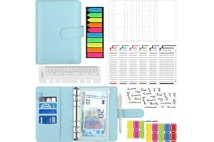 ‎UMRIOX Umriox Budget Planner Budget Binder deutsch A6 Finanzplaner/Geldumschläge Organizer, Umschlagmethode sparen, Ringbuch A6 Leder, Haushaltsbuch mit Folien/Umschlägen, Blau