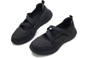 Mjxwem Womens Mary Jane Shoes Arch Support Memory Foam Flats with Hook and Loop