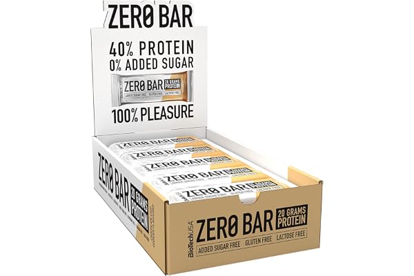 BioTechUSA Zero Bar Protein Snack | Faible teneur en sucre et sans lactose | Texture croustillante | Saveurs délicieuses, 20 * 50 g, Chocolate Chip Cookies