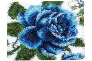 SKTWOE Teppich Selber Knüpfen Knüpfteppich Für Kinder Und Erwachsene Zum Selber Knüpfen Knüpfkissen Knüpfkissen Selber Machen Latch Hook Kit Blume 45X45cm,C
