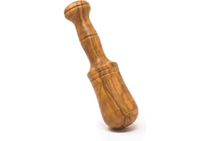 Quepuedoregalar Mano de mortero de madera de olivo tamaño mediano para allioli. Utensilio de cocina para triturar alimentos manualmente fabricado artesanalmente en España (16 cm)