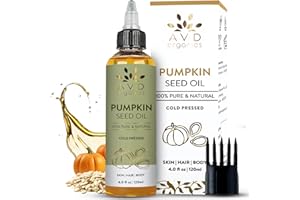 AVD Organics 100% Pure Pumpkin Seed Oil 120ml – Cold-Pressed Pumpkin Seed Oil for Hair Strengthening & Skin Moisturising – 4.05 fl oz