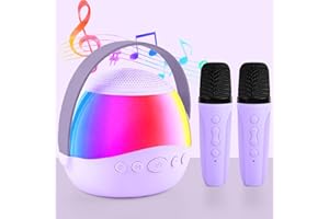 Karaoke, Diealles Shine Karaoke, Inalambricos Microfono Karaoke, Luces Led y Efectos de Voz Micrófono Infantil, Altavoz con Microfono Inalambrico para Niñas y Niños (Morado)