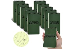 MOAMUN 10 Pièces Carnet De Notes Étanches, Imperméables Vert Armée Bloc Note De Poche avec Grille, 8,1x14 cm Carnet De Note Carnet Spirale pour Les Activités De Plein Air Records Et Poche Tactique
