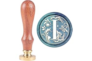 CRASPIRE - Sello de Cera con Iniciales de Alfabeto Retro, Clásico, Vintage, 26 letras AZ, Cabeza de Latón Extraíble, Mango de Madera para Sobre, Invitación, Adorno, Decoración de Regalo (Letra I)