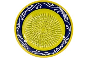 Kaladia - Ceramiczny talerz do tarcia - idealny do imbiru, parmezanu itp. - Wzór: zielony i niebieski - Średnica: 12 cm - ręcznie robione i malowane - Wyprodukowano w Hiszpanii