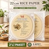 Yuandong 20 Yaprak Pirin&ccedil; Yufkası, 10 Yaprak (22 cm) X 2 li Paket &ndash; Rice Paper Glutensiz| Vietnam Usul&uuml; Spring Roll &amp; Sushi İ