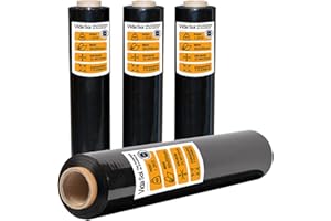 VIDA SOL Film Embalaje de Envoltura Negro, 4 Rollo de 50 cm, 23 Micras de Espesor, Resistente y Versátil, Ideal para Hogar, Almacenes, Comercios y Transportes