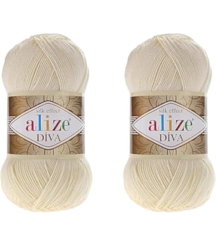 Alize Diva Silky Effect Yarn 2-Skein Set - 100% Microfiber Acrylic 766 Yards Powder Color 382