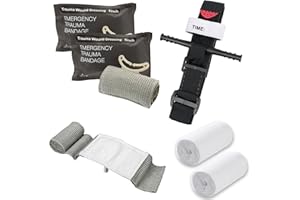 Garrot tactique AQTAQ, bandage israélien de 6 pouces, bandage élastique, gaze fine de 12 m, procédure de premiers soins pour contrôler garrot de d'urgence pour activités de plein air