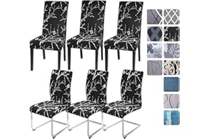 ‎ALISHOMTLL Alishomtll Stretch Stuhlhussen 4er/6er Set Schwarze Stuhlbezug Schwingstuhl Elastische Hussen Abnehmbarer Waschbarer Stühle Schutz für Küche Restaurant Hotel Bankett Hochzeit (Pflaumenblüte, 6 Stück)