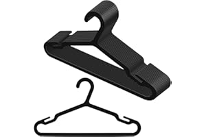 UTOCLEC Perchas de Plástico, 20 Pieces Perchas Ropa Antideslizantes, Finas y Duraderas, Ahorran Espacio, Clothes Hangers, Fina Percha Ideales para Camisas, Abrigos, Vestidos y Tirantes (Negro)
