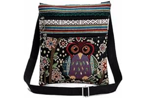 Btruely Handtasche Damen Schultertasche Gestickte Eule Tragetaschen Frau Briefträger Paket (D)