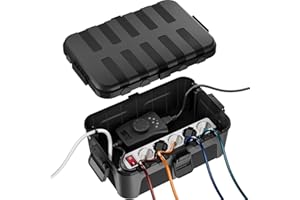 RESTMO große wasserdichte Kabelbox für den Außenbereich (Outdoor), IP54 wasserdicht, wetterfester Elektrokasten zum Schutz von Verlängerungskabel, Steckdosenleisten, Außensteckern (32x22x13cm)-Schwarz