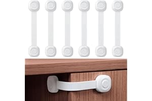ECHOCUBE Zabezpieczenia do szuflad dla dzieci, 6 sztuk Zabezpieczenia do szafek z klejem, paski zabezpieczające dla dzieci do szafek, lodówek, toalet, koszy na śmieci (białe)