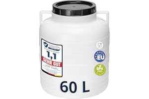 Garronda 60 Liter BPA-freies Fass und Futtertonne, Weithalsfass, Wassertank und Behälter mit Deckel für Sauerkraut sowie Surfass Pökelfass für Fleisch GD-0087, Weiß