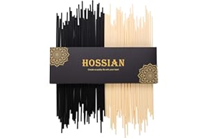HOSSIAN Varillas difusoras de caña, difusores de caña, Varillas de caña, recambios de difusor, Madera de ratán Natural, Repuesto para Fragancia de Aroma (10 Pulgadas, Negro y Beige)