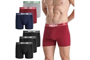 IGOLUMON Bambusowe męskie bokserki szorty wielopak 6-pak miękka wygodna bielizna męska otwarta mucha z woreczkiem oddychające klasyczne dopasowanie męskie majtki hipstery