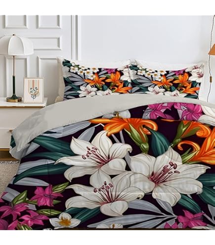 Dekbed 200 x 200 cm, bedrukt met roze bloemen, dekbed voor tweepersoonsbed, voor bed 140 x 190 cm, 160 x 200 cm, lichtblauw, omkeerbaar, zonder overtrek, warme vulling 200 g/m², dekbed voor 4