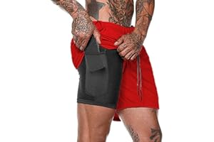 AISPRTS Short Sport Homme, Short de Course 2 en 1 pour Homme avec Doublure en Maille Short Homme 4 Poches Short de Entraînement Respirant à Séchage Rapide pour l'été