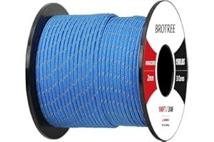 Brotree 2mm Paracord 3 Hebras Cuerda de Nylon Cuerda de Paracaídas para Al Aire Libre, Artesanía, Bricolaje (30m, 50m) - 90kg Carga de Rotura