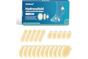 KIMIHOME Gel Blasenpflaster Ferse - 21 PCS Hydrokolloid Pflaster, Blister Cushions Pads, Water Resistant Adhesive Bandages for Heel, Toes & Foot, Blister Bandages for Prevention & Recovery (Variety Pack)