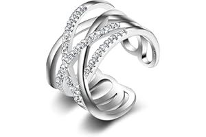 ALEXCRAFT Anillo Plata 925 Mujer, Infinito Anillos con Zirconia, Anillos Cristal Ajustable, Hipoalergenicos, Anillos de Compromiso, Anillo de Amistad, Regalo para Novia Madre