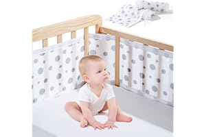 YEAHBOOM Paracolpi Lettino, Bordi Per Culle Traspiranti, Paraurti Fodera In Rete a 4 Lati, Adatto a Bambini, Neonati, Ragazzi e Ragazze