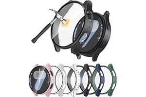 aceyoon 6Pack Case Compatible with Samsung Galaxy Watch 7 44mm, Scratch Resistant PC Cases with Screen Protector Built-in Tempered Glass, Shockproof Full Coverage Protective Cover