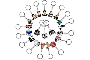 CLVSYH 20 Pezzi Mercoledì Portachiavi, Portachiavi Bambini, Anime Portachiavi, Portachiavi Silicone, Bomboniere Per Feste Del Mercoledì da appendere a una borsa o come decorazione