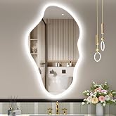STARLEAD Asymétrique Miroir-Salle-de-Bain-avec-Eclairage 100x60cm, Irrégulier Miroir-LED avec Bluetooth, 3 Couleurs de Lumièr