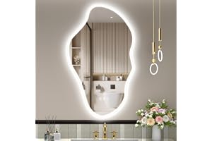 STARLEAD Oregelbunden badrumsspegel med belysning 100 x 60 cm, LED-badrumsspegel med Bluetooth, dimbar 3 färger, imskydd, min