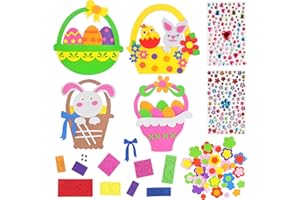 KITIMI Easter Crafts for Kids, DIY Easter Basket for Window Decorations, Easter Foam Stickers, Easter Craft with Felt Flowers, Diamond Art Painting Stickers, Arts and Crafts for Kids Age 3 4 5 6 8 10